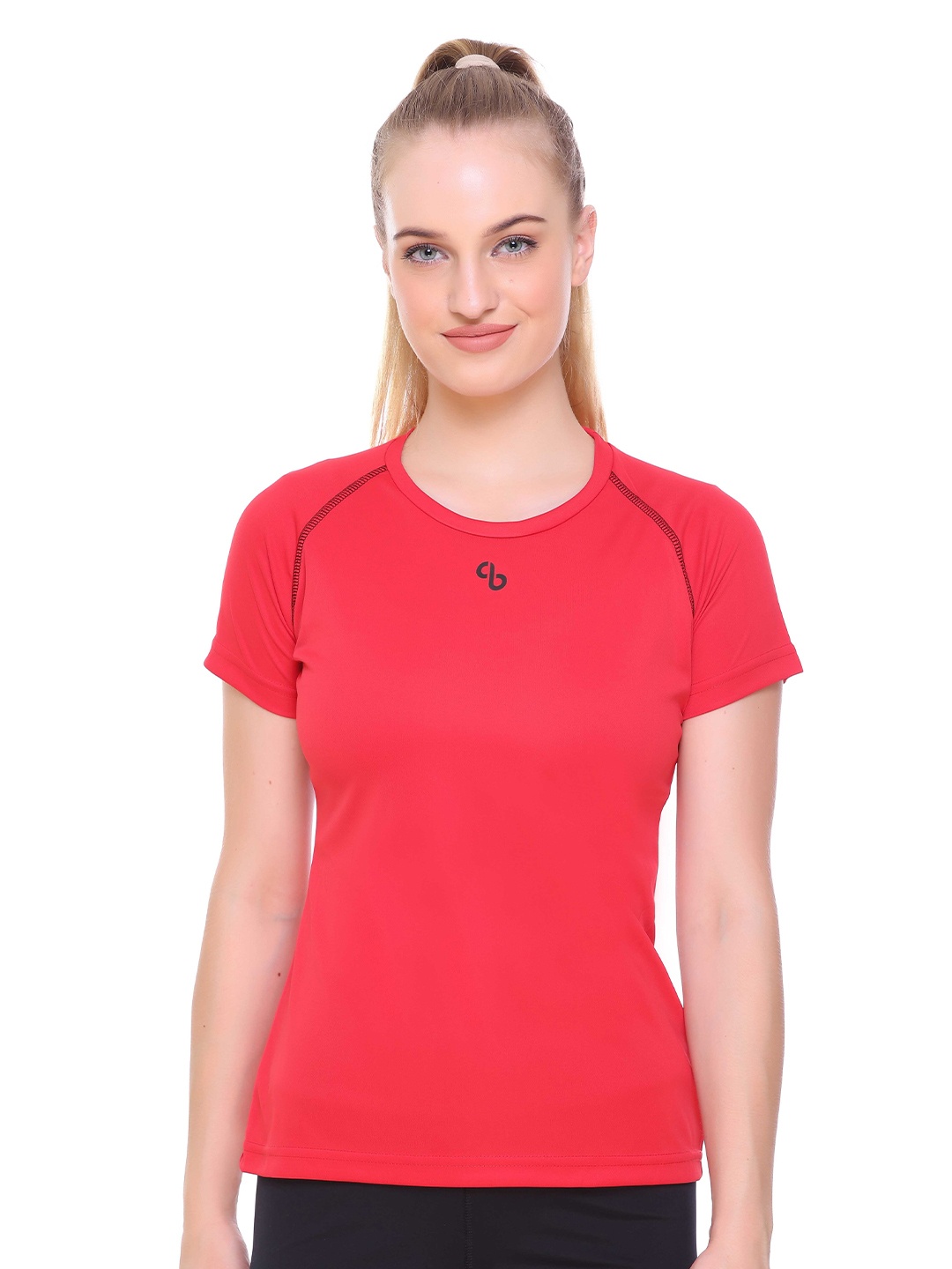 

Colors and Blends Raglan Sleeves Quick-Dry Slim Fit Sports T-shirt, Red