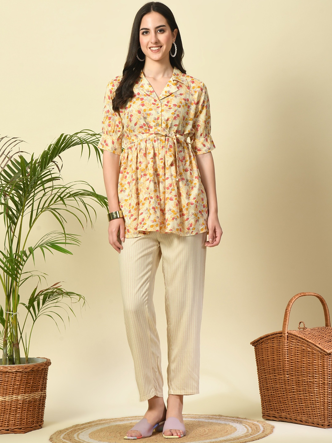

TREND ME Printed Top With Trousers Co-Ords, Yellow