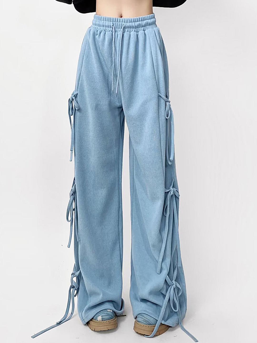 

LULU & SKY Women Loose Fit High-Rise Trouser, Blue