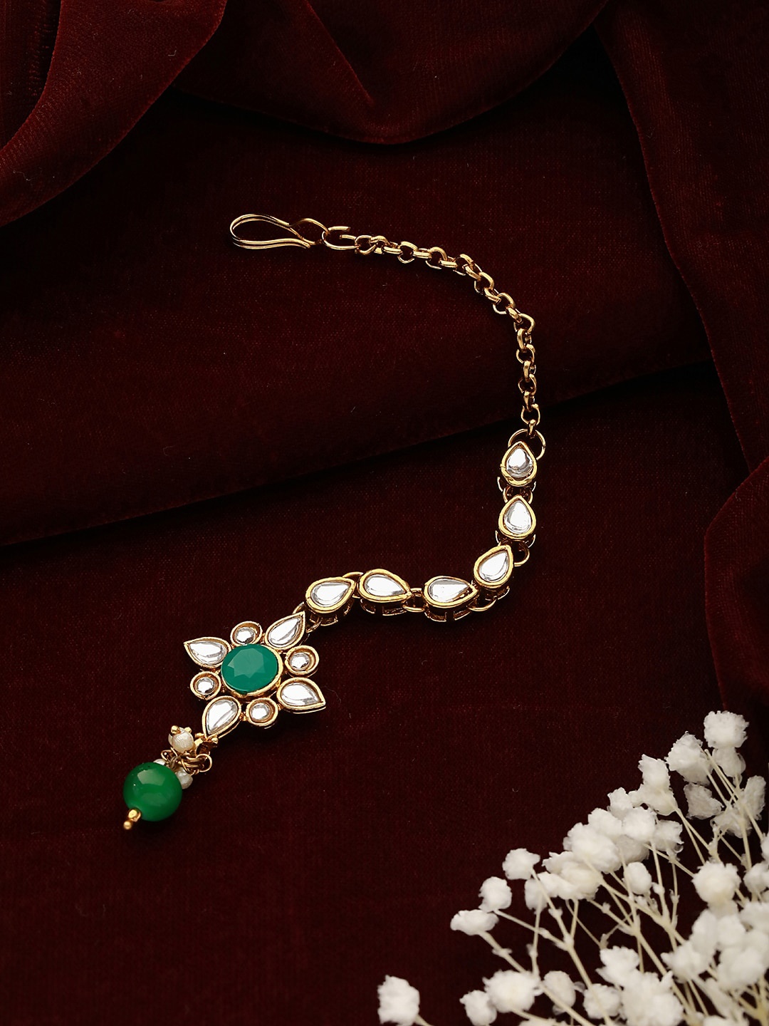 

Jazz and Sizzle Gold-Plated Kundan Studded & Beaded Matha Patti
