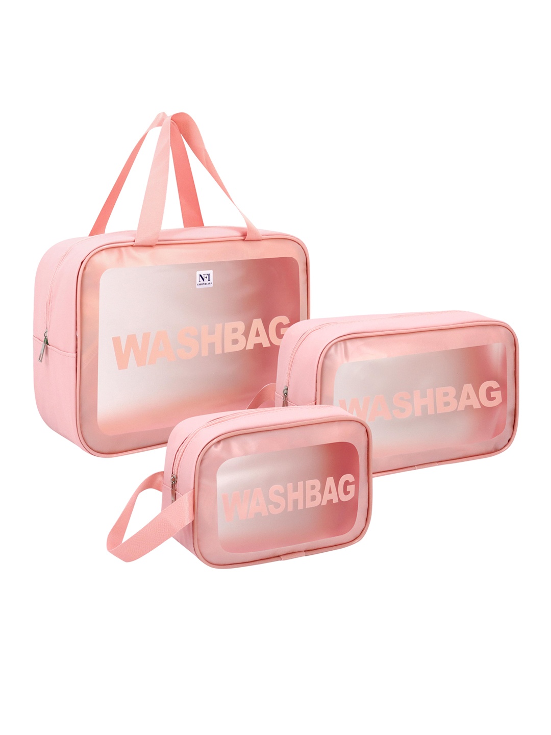 

NFI essentials 3-Pcs Waterproof Makeup Pouch - Pink