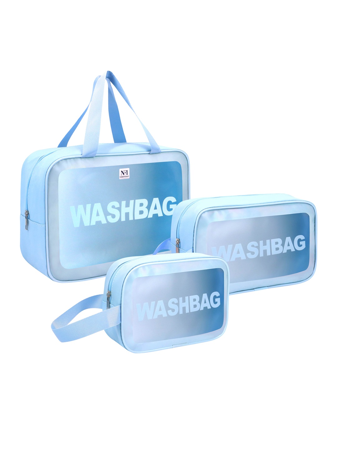 

NFI essentials 3-Pcs Waterproof Makeup Pouch - Blue
