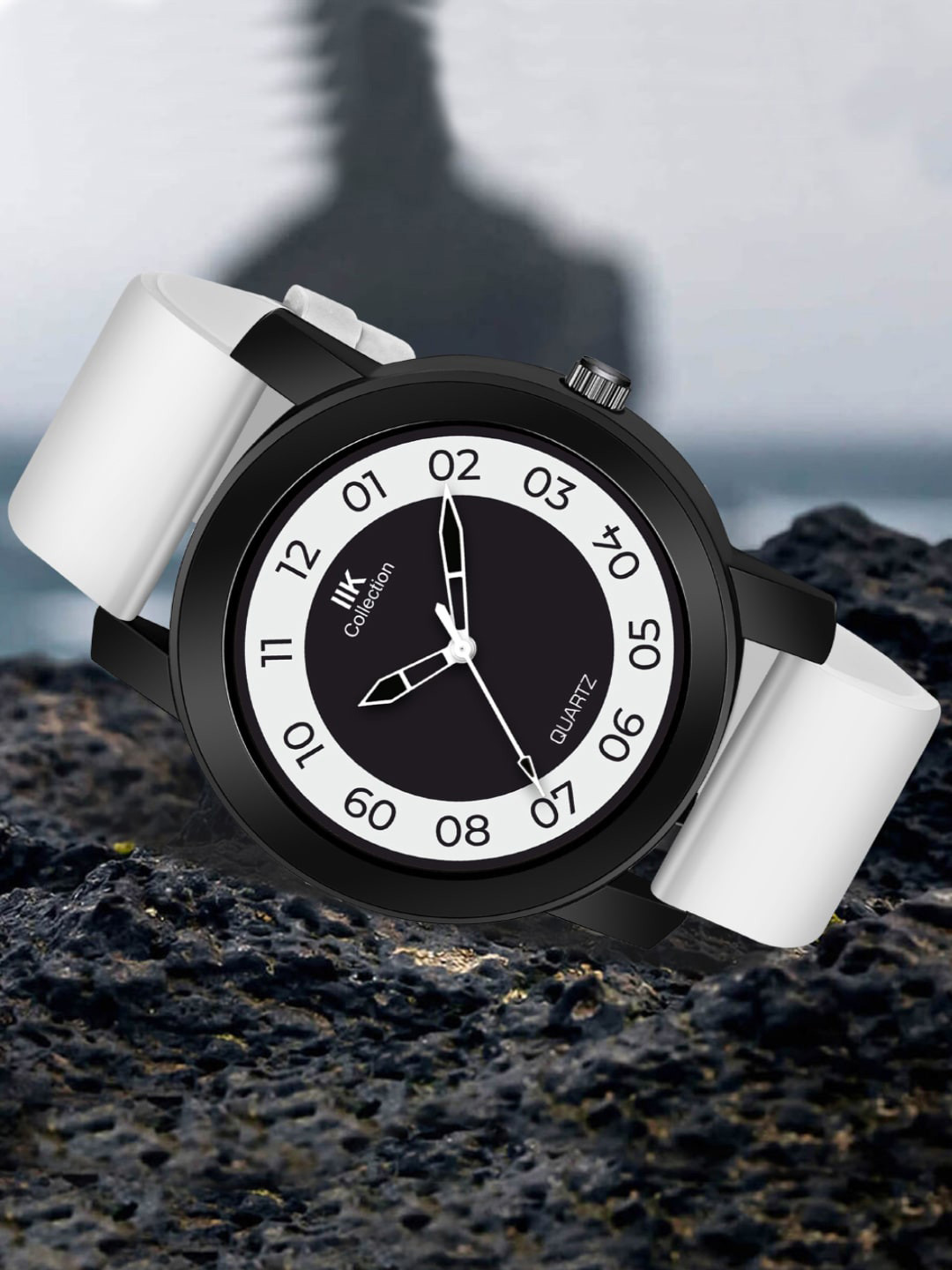 

IIK COLLECTION Men Round Dial Adjustable Flexible Silicon Strap Watch, White