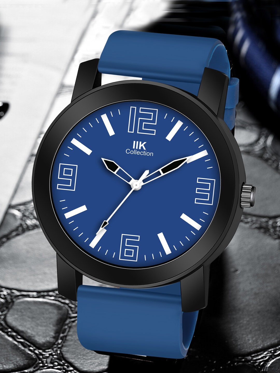 

IIK COLLECTION Men Round Dial Adjustable Flexible Silicon Strap Watch, Blue