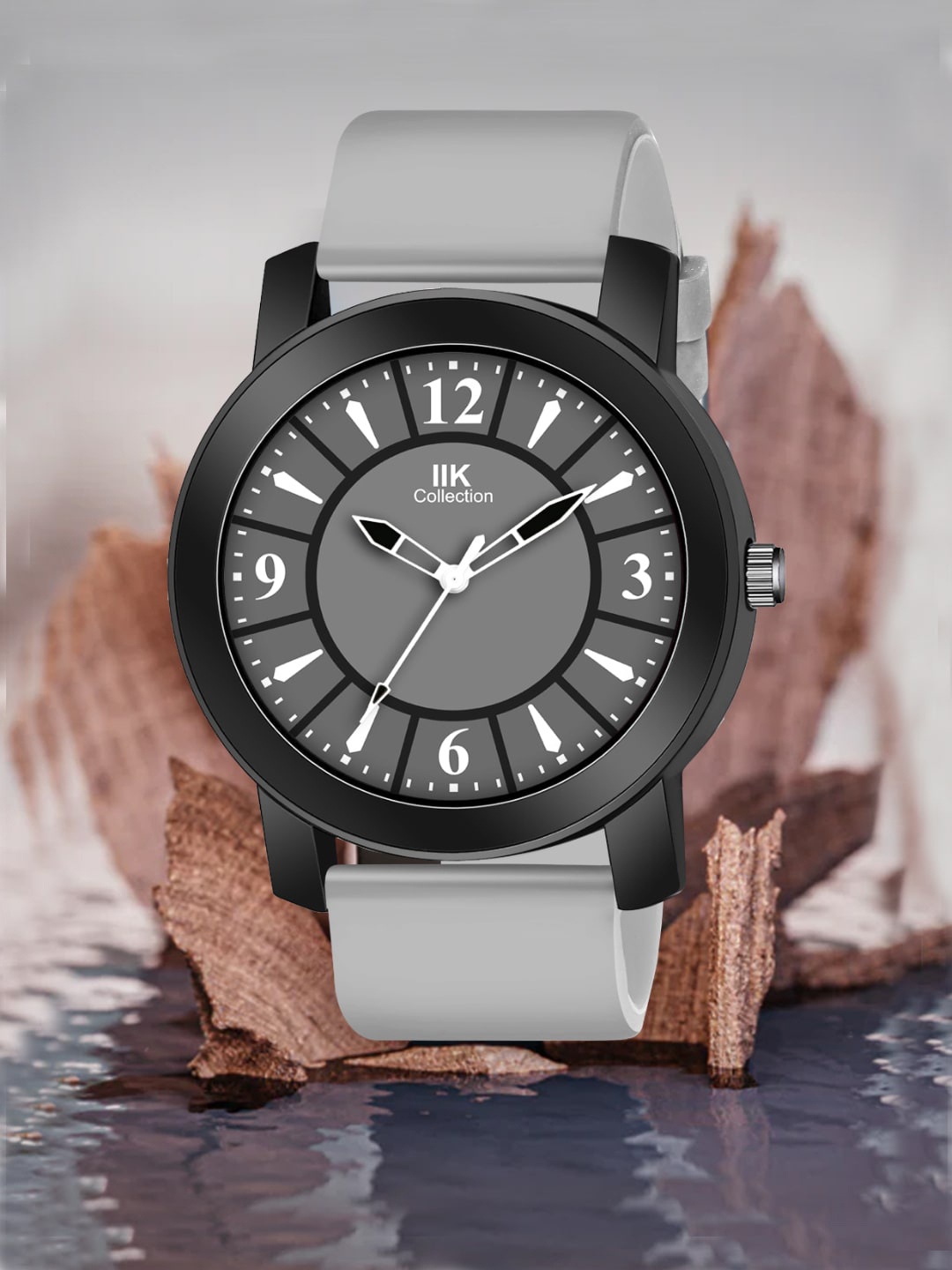 

IIK COLLECTION Men Grey, White & Black Round Dial Adjustable Flexible Silicon Strap Watch