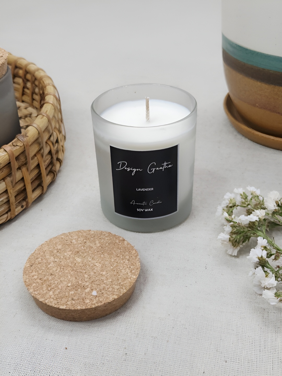 

DESIGN GAATHA White & Grey Lavender Soy Wax Jar Candle