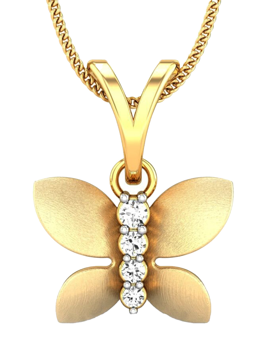 

CANDERE A KALYAN JEWELLERS COMPANY 18KT (750) BIS Hallmark CZ Studded Gold Pendant-0.86gm