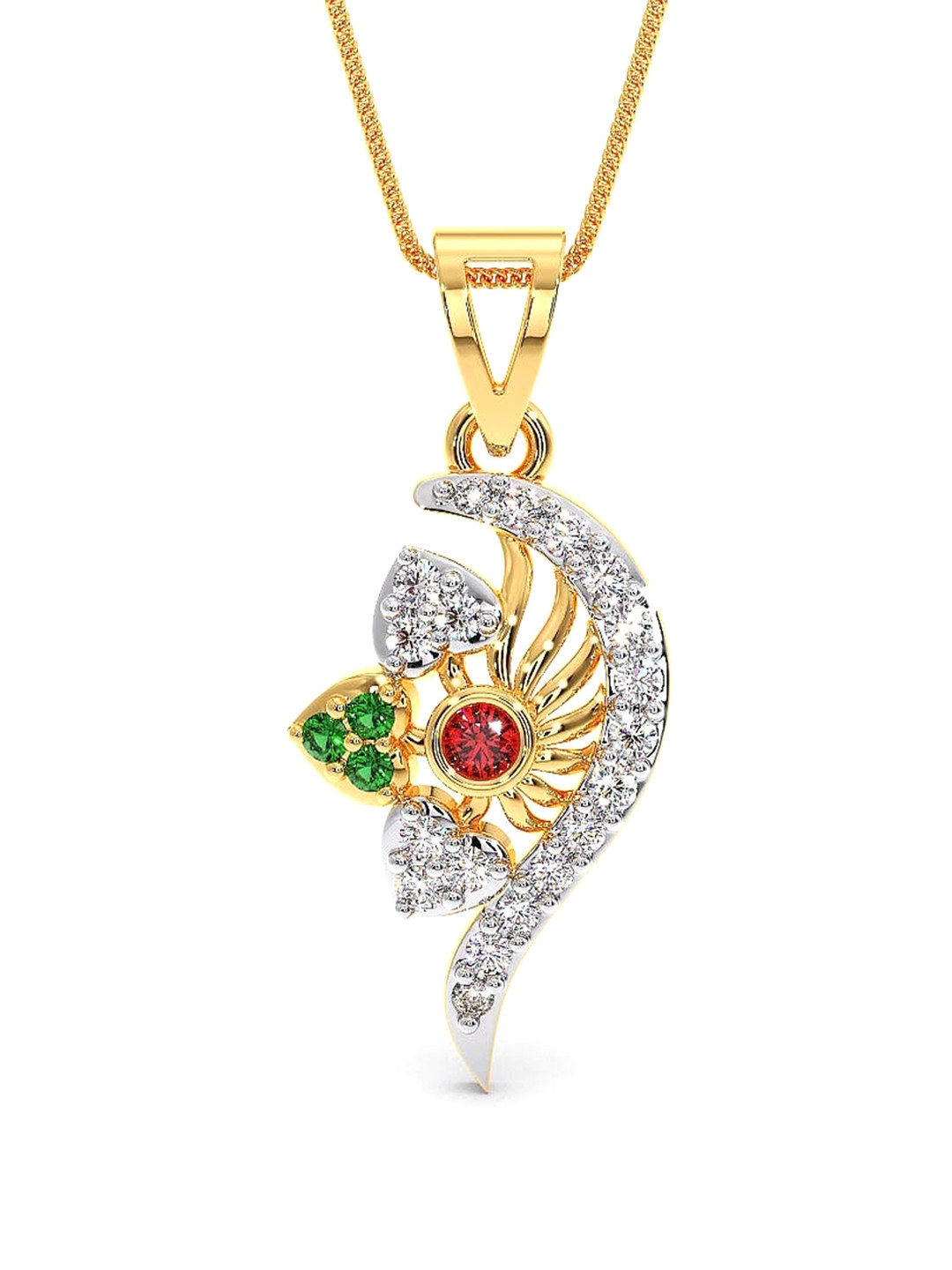 

CANDERE A KALYAN JEWELLERS COMPANY 14KT (585) Cubic Zirconia Studded Gold Pendant-1.19 gm