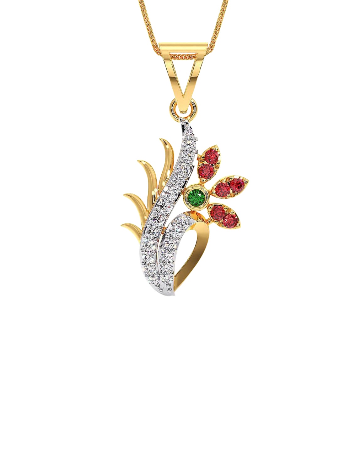 

CANDERE A KALYAN JEWELLERS COMPANY 14KT (585) Cubic Zirconia Studded Gold Pendant-1.1 gm