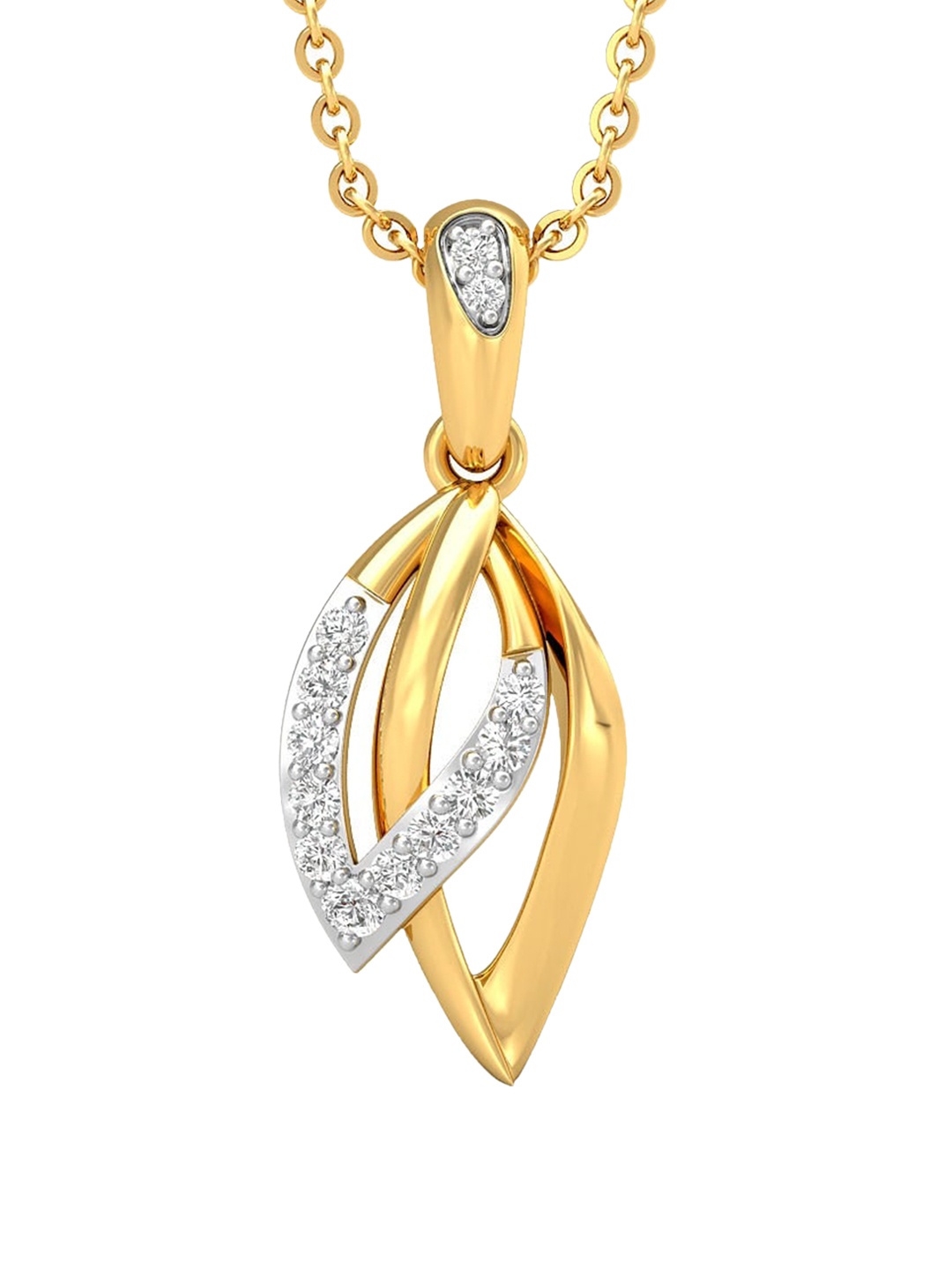 

CANDERE A KALYAN JEWELLERS COMPANY 14KT (585) BIS Hallmark CZ Studded Gold Pendant-0.77gm