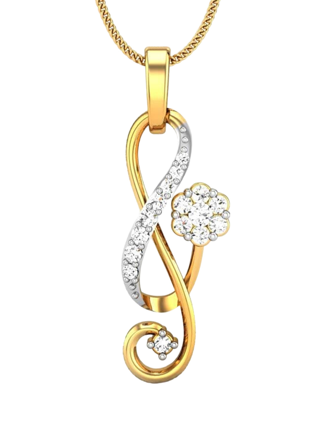 

CANDERE A KALYAN JEWELLERS COMPANY 18KT (750) BIS Hallmark CZ Studded Gold Pendant-1.8gm