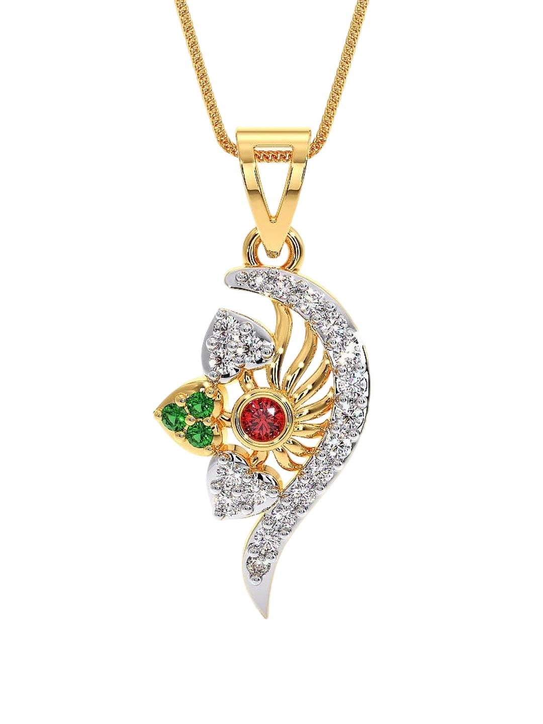 

CANDERE A KALYAN JEWELLERS COMPANY 18KT (750) BIS Hallmark CZ Studded Gold Pendant-1.4gm