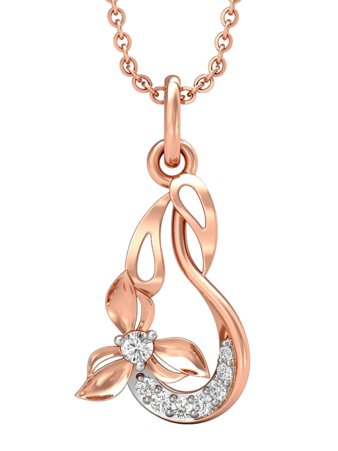 

CANDERE A KALYAN JEWELLERS COMPANY 14KT (585) CZ Studded Rose Gold Pendant-0.69 gm