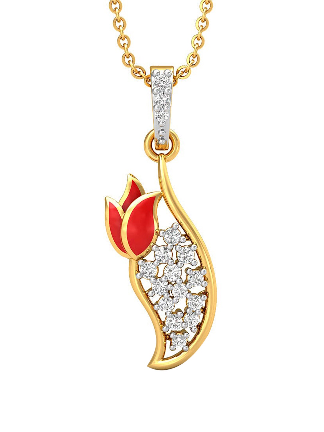 

CANDERE A KALYAN JEWELLERS COMPANY 18KT (750) BIS Hallmark CZ Studded Gold Pendant-1.25gm