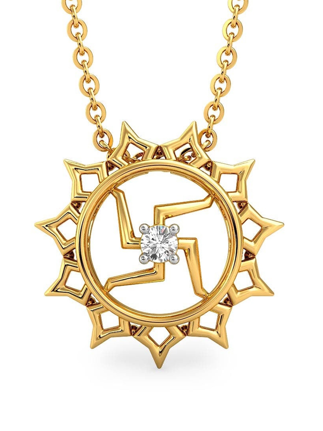 

CANDERE A KALYAN JEWELLERS COMPANY 18KT (750) BIS Hallmark CZ Studded Gold Pendant-0.6gm