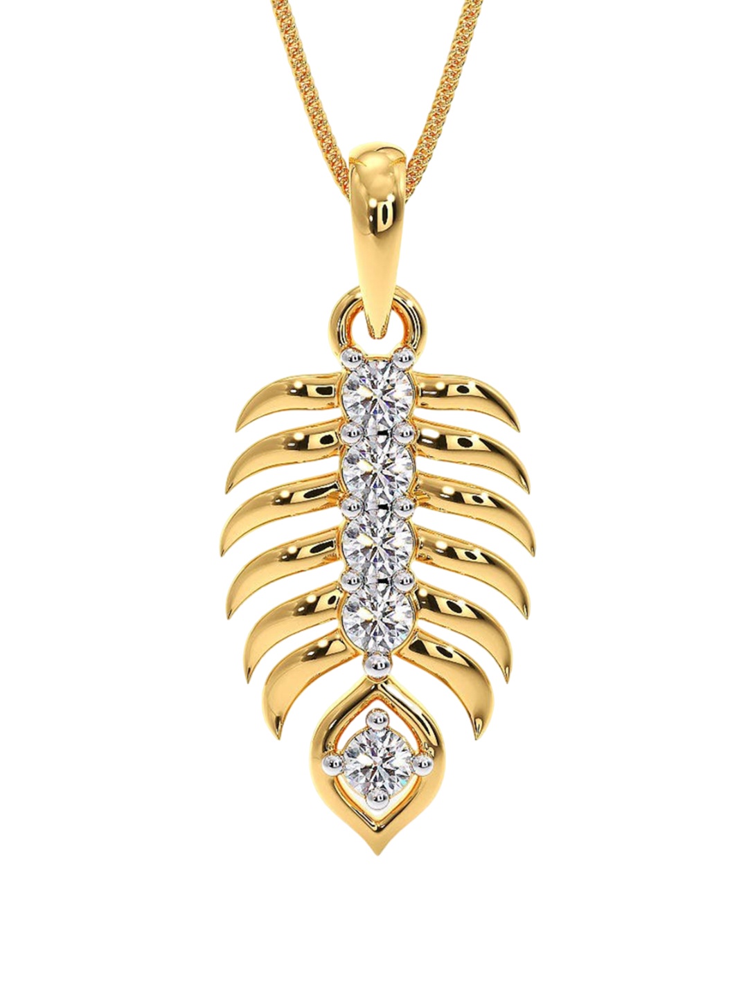 

CANDERE A KALYAN JEWELLERS COMPANY 14KT (585) BIS Hallmark CZ Studded Gold Pendant-0.85gm