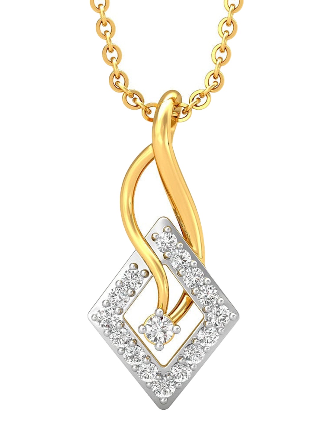 

CANDERE A KALYAN JEWELLERS COMPANY 14KT (585) BIS Hallmark CZ Studded Gold Pendant-0.68gm