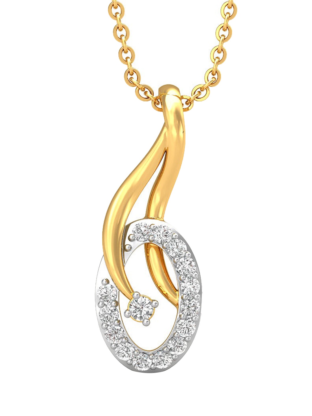 

CANDERE A KALYAN JEWELLERS COMPANY 14KT (585) BIS Hallmark CZ Studded Gold Pendant-0.68 gm