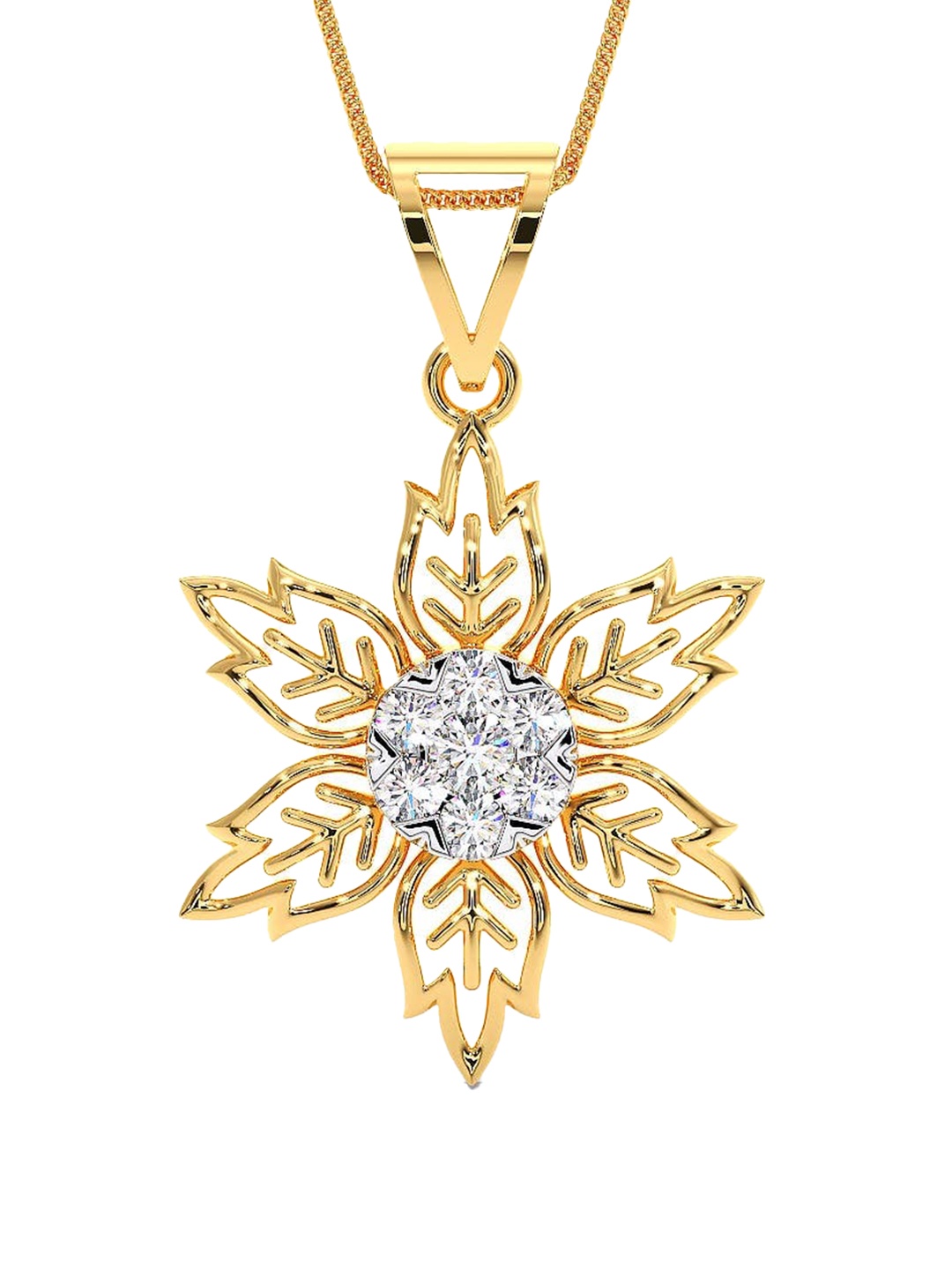 

CANDERE A KALYAN JEWELLERS COMPANY 18KT (750) BIS Hallmark CZ Studded Gold Pendant-1.71 gm