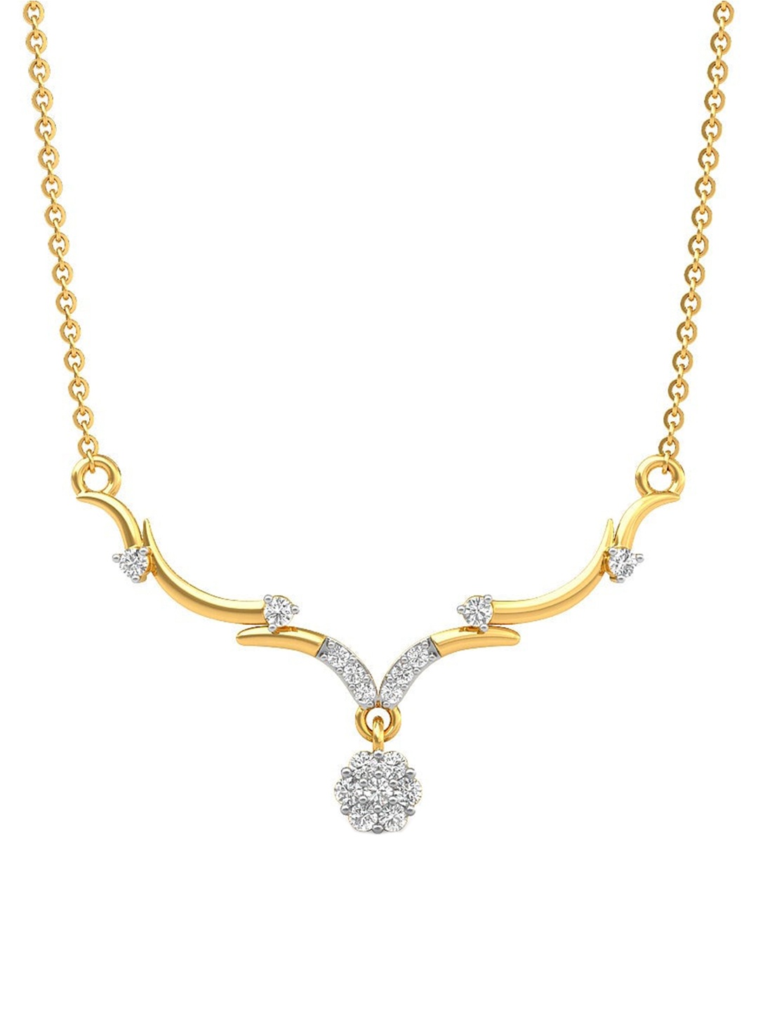 

CANDERE A KALYAN JEWELLERS COMPANY 14KT (585) BIS Hallmark CZ Studded Gold Pendant-0.83 gm