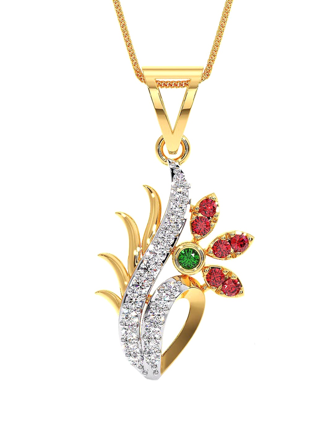 

CANDERE A KALYAN JEWELLERS COMPANY 18KT (750) BIS Hallmark CZ Studded Gold Pendant-1.29gm