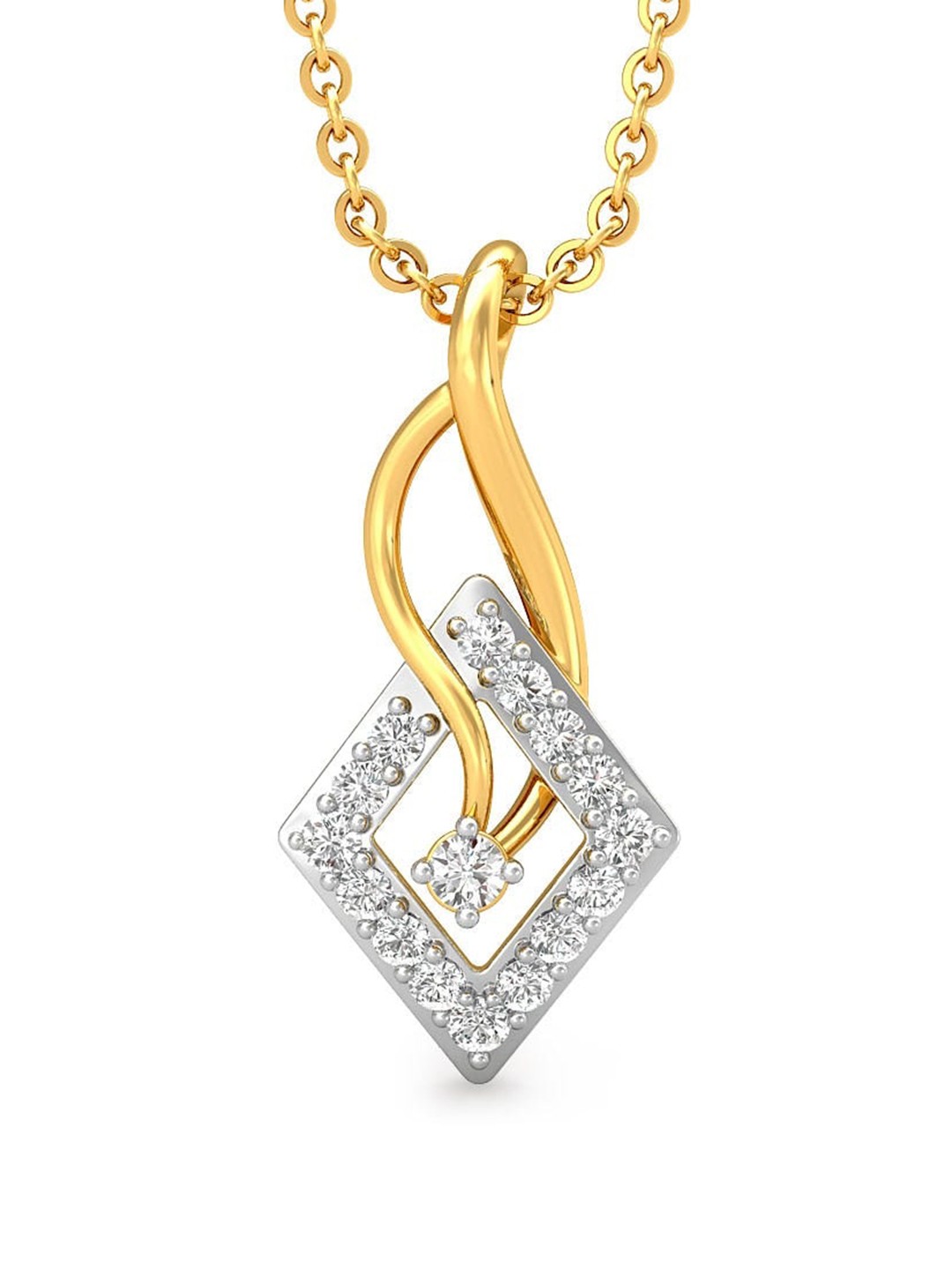 

CANDERE A KALYAN JEWELLERS COMPANY 18KT (750) BIS Hallmark CZ Studded Gold Pendant-0.8 gm