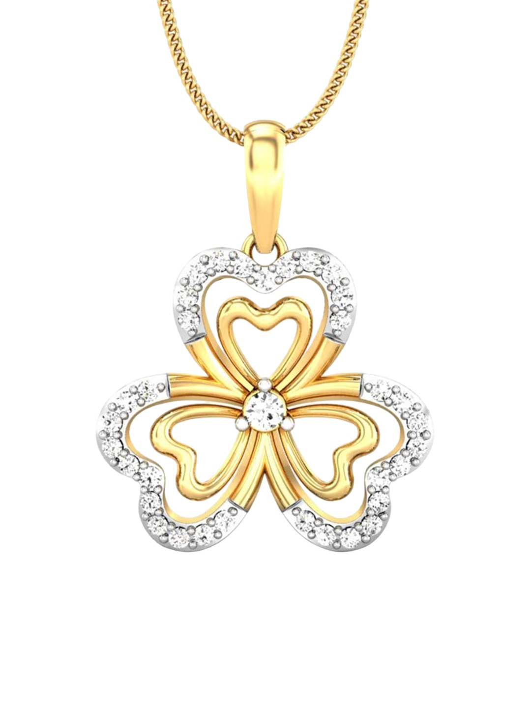 

CANDERE A KALYAN JEWELLERS COMPANY 14KT (585) BIS Hallmark CZ Studded Gold Pendant-1.45gm