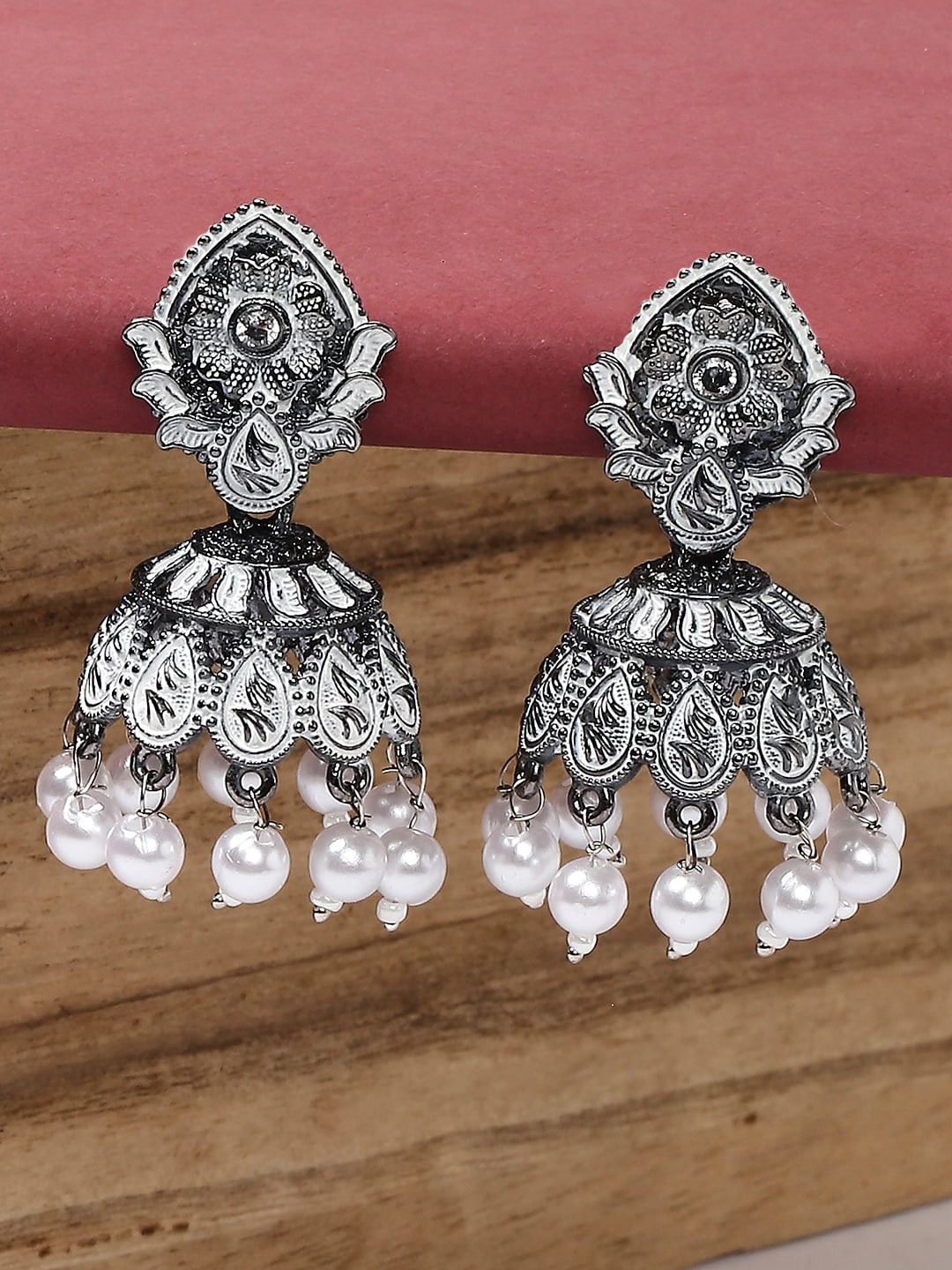 

OOMPH Oxidised Jhumkas, Silver