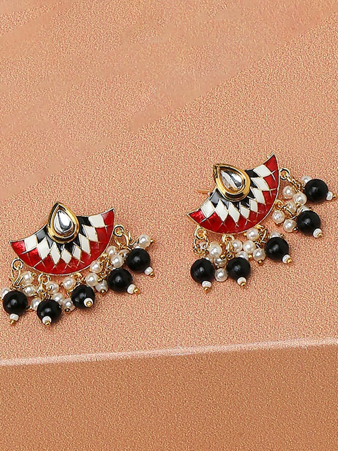 

OOMPH Kundan Meenakari Drop Earrings, Gold