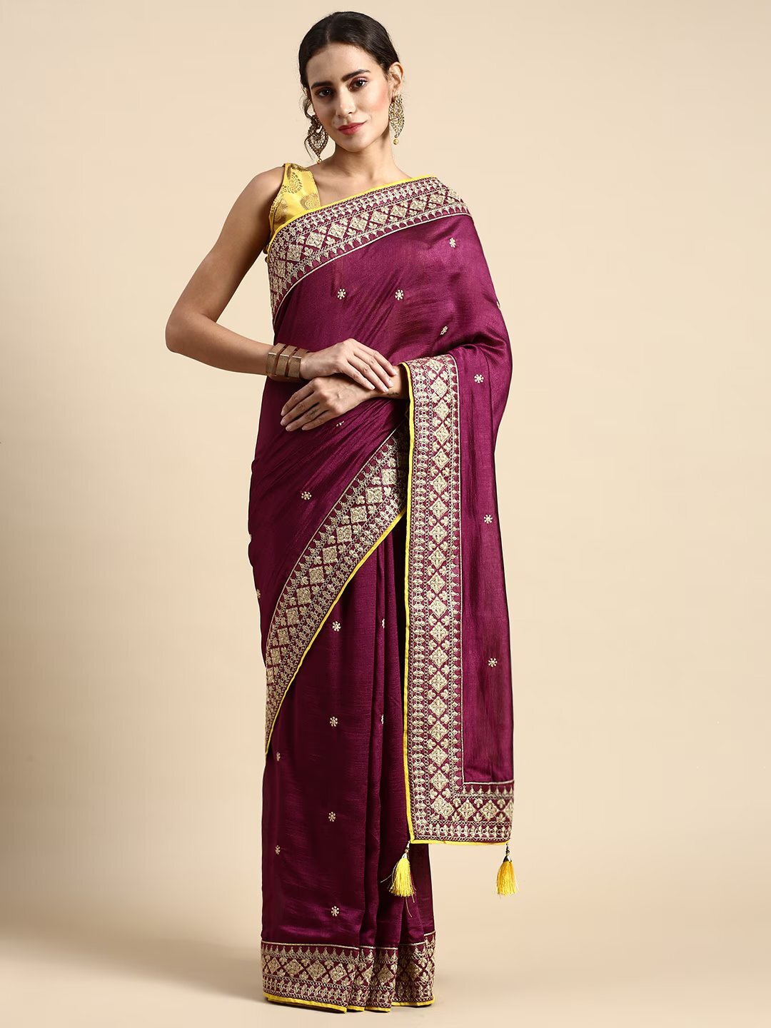 

Civamee Embellished Embroidered Art Silk Saree, Purple