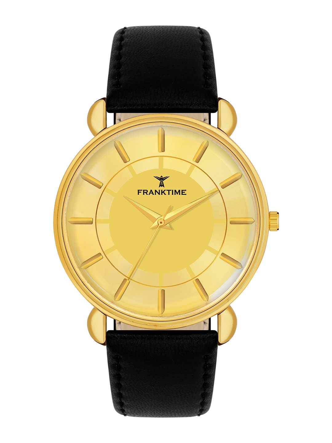 

Franktime Men Leather Straps Analogue Watch FT-0044 G, Gold