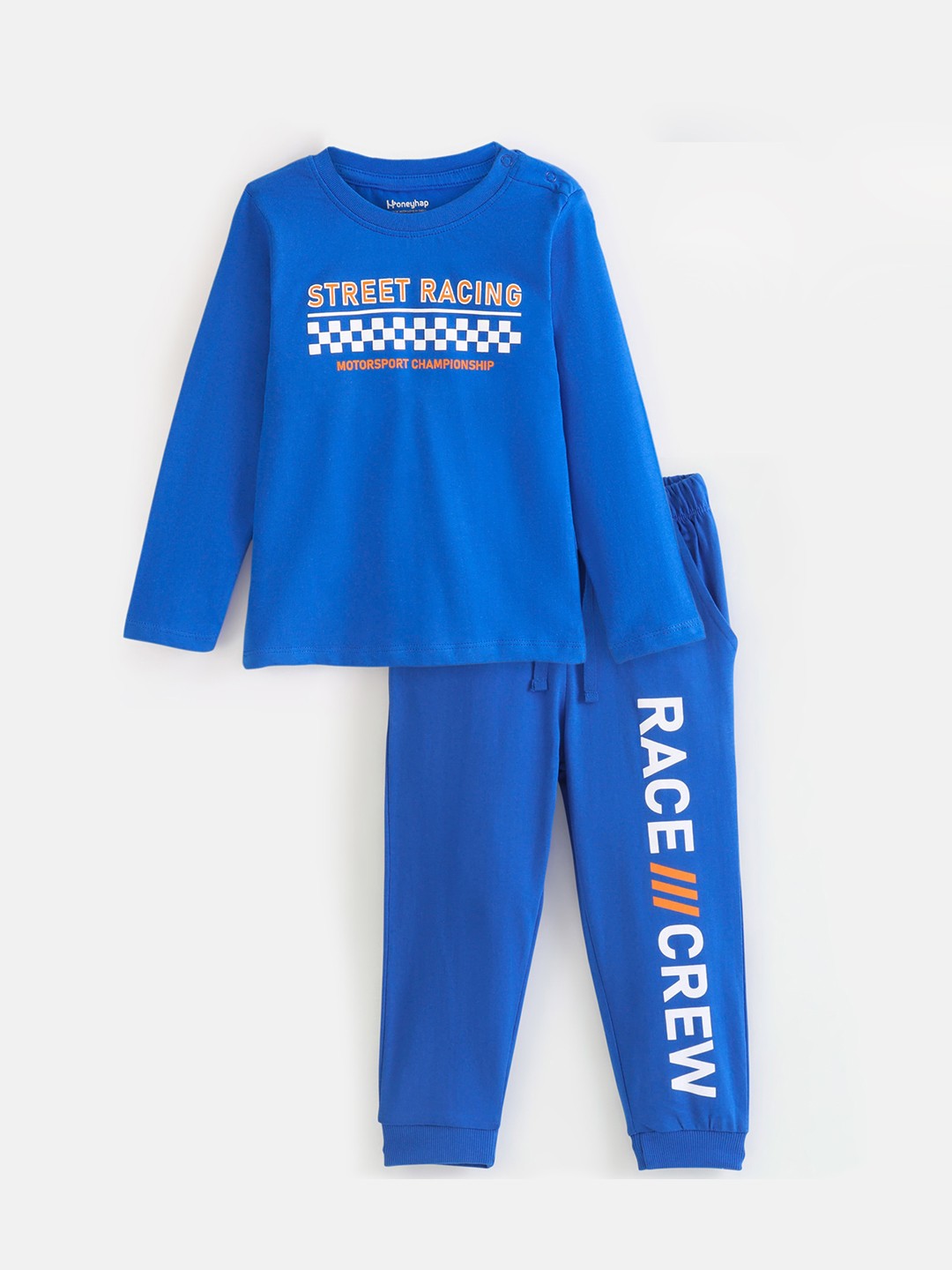 

Honeyhap Boys Typography Printed Pure Cotton Night suit, Blue