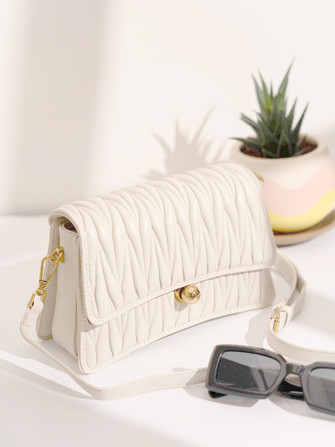 

Inc 5 Structured Handheld Bag, Beige