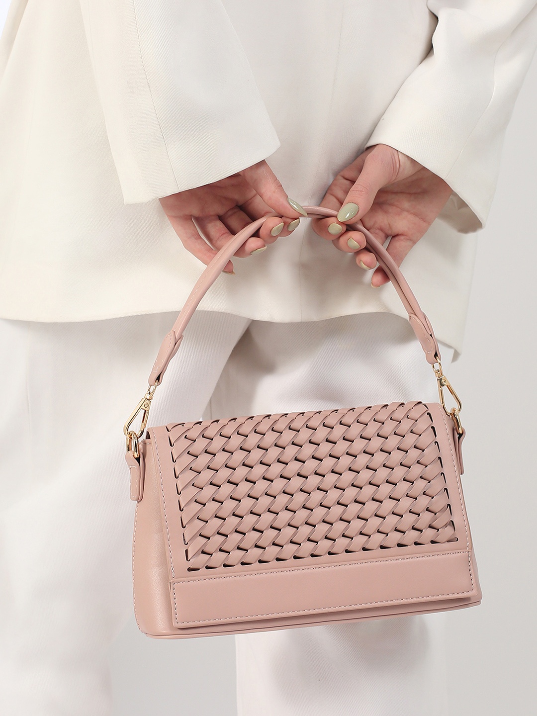 

Inc 5 Textured Structured Shoulder Bag, Pink