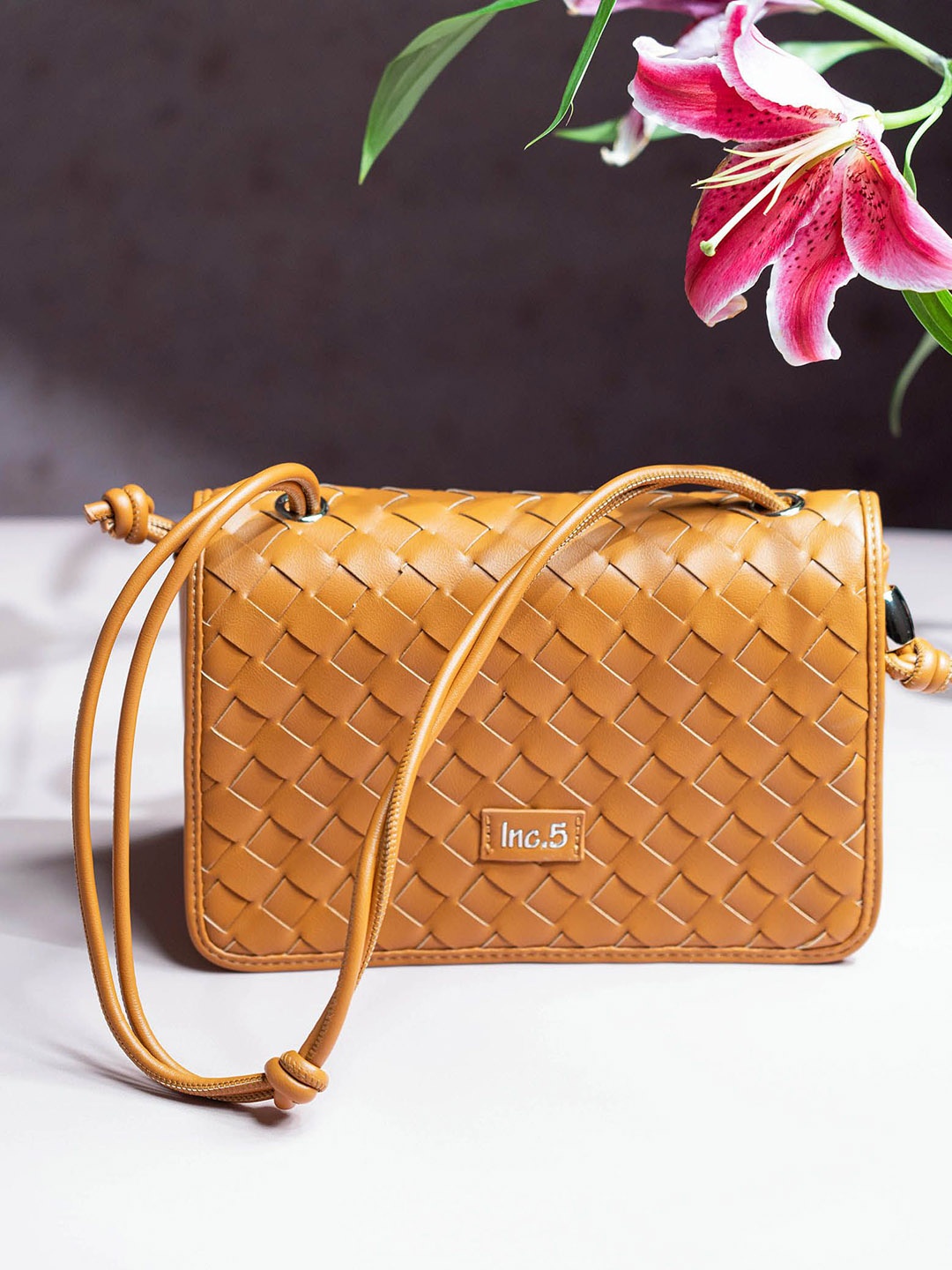 

Inc 5 Textured Structured Sling Bag, Tan
