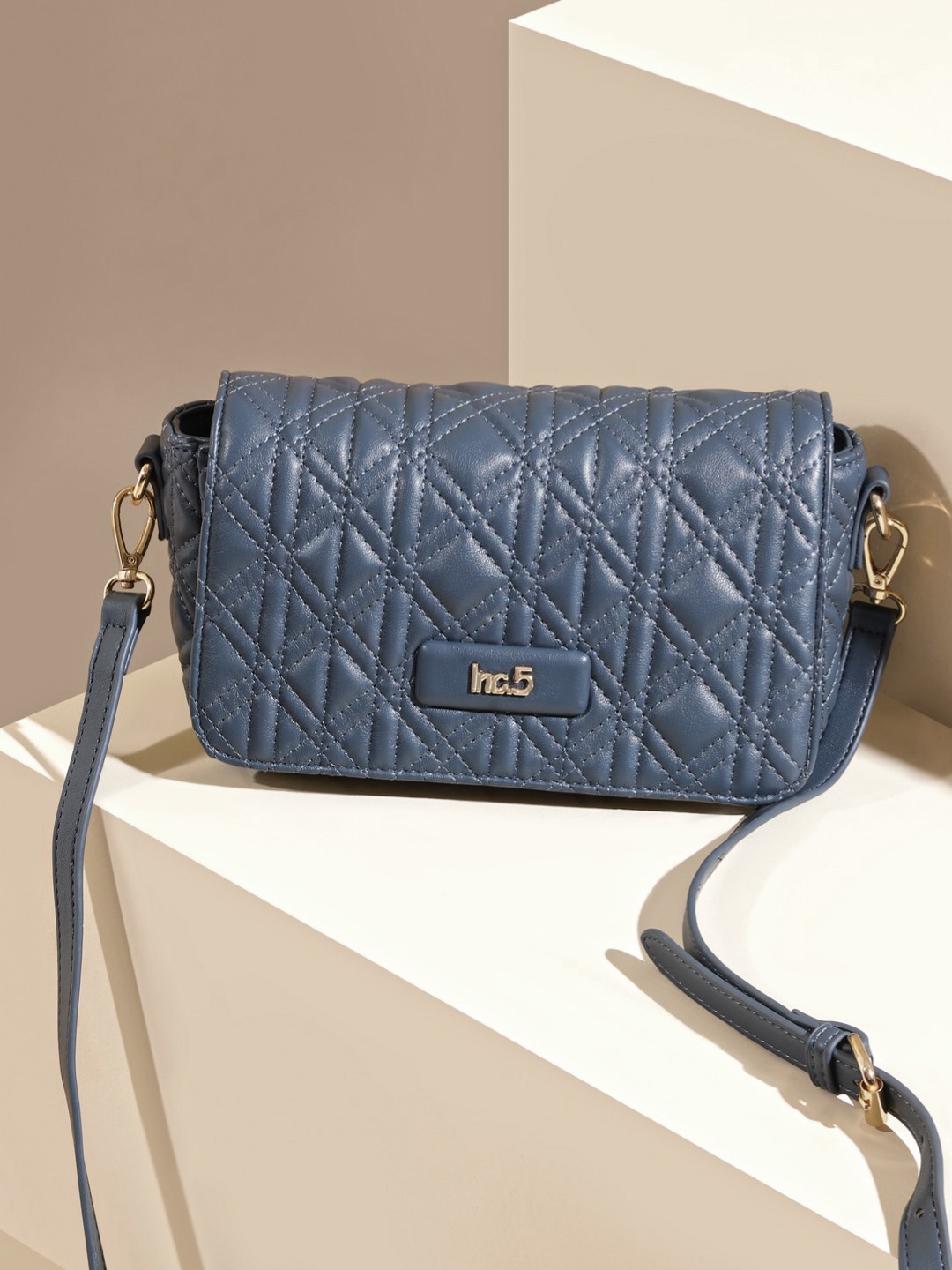 

Inc 5 Textured Structured Sling Bag, Blue