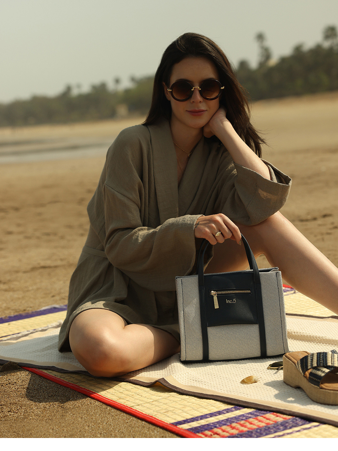 

Inc 5 Textured Structured Shoulder Bag, Blue
