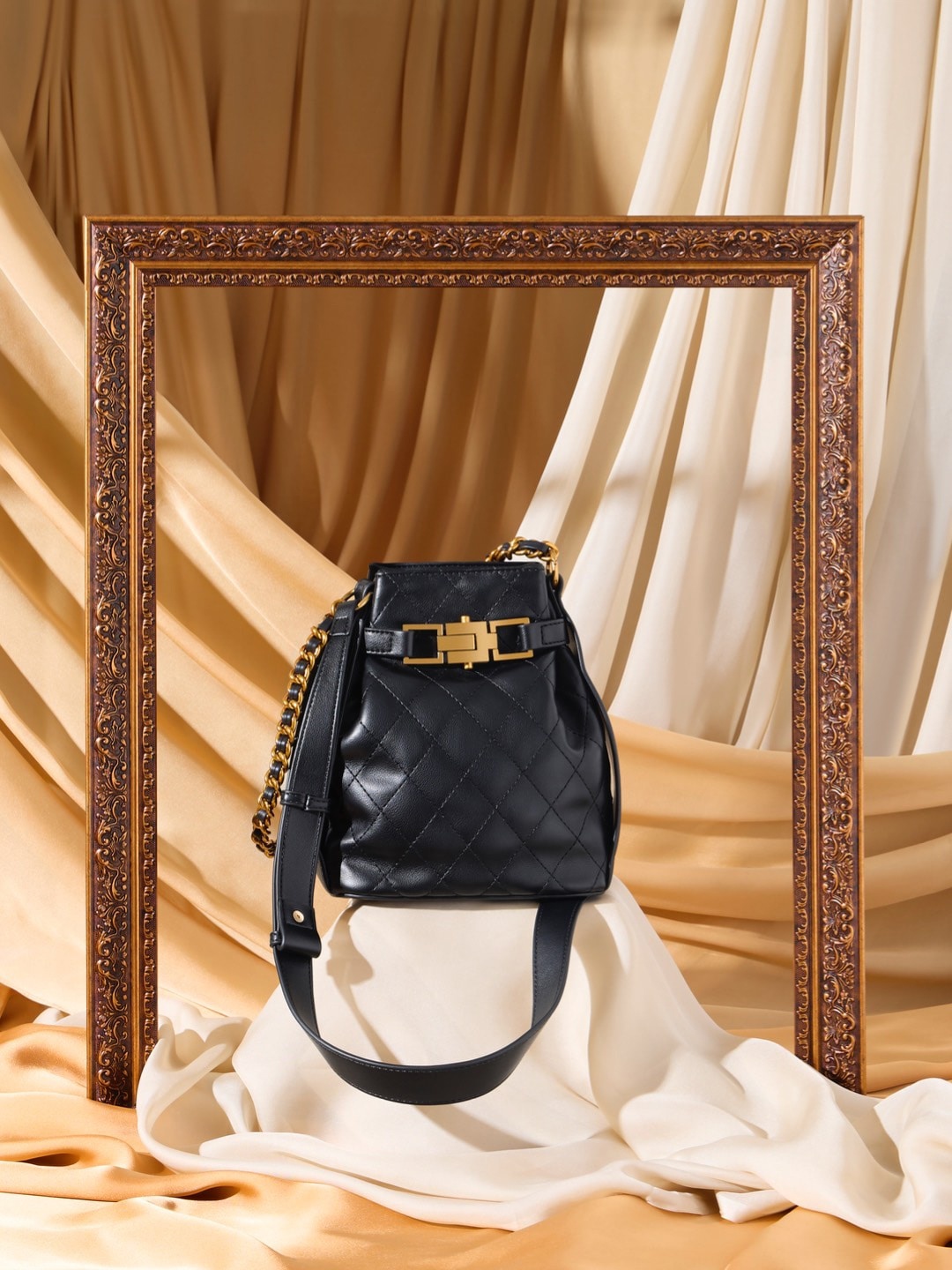 

Inc 5 Textured Quilted Bucket Sling Bag, Black