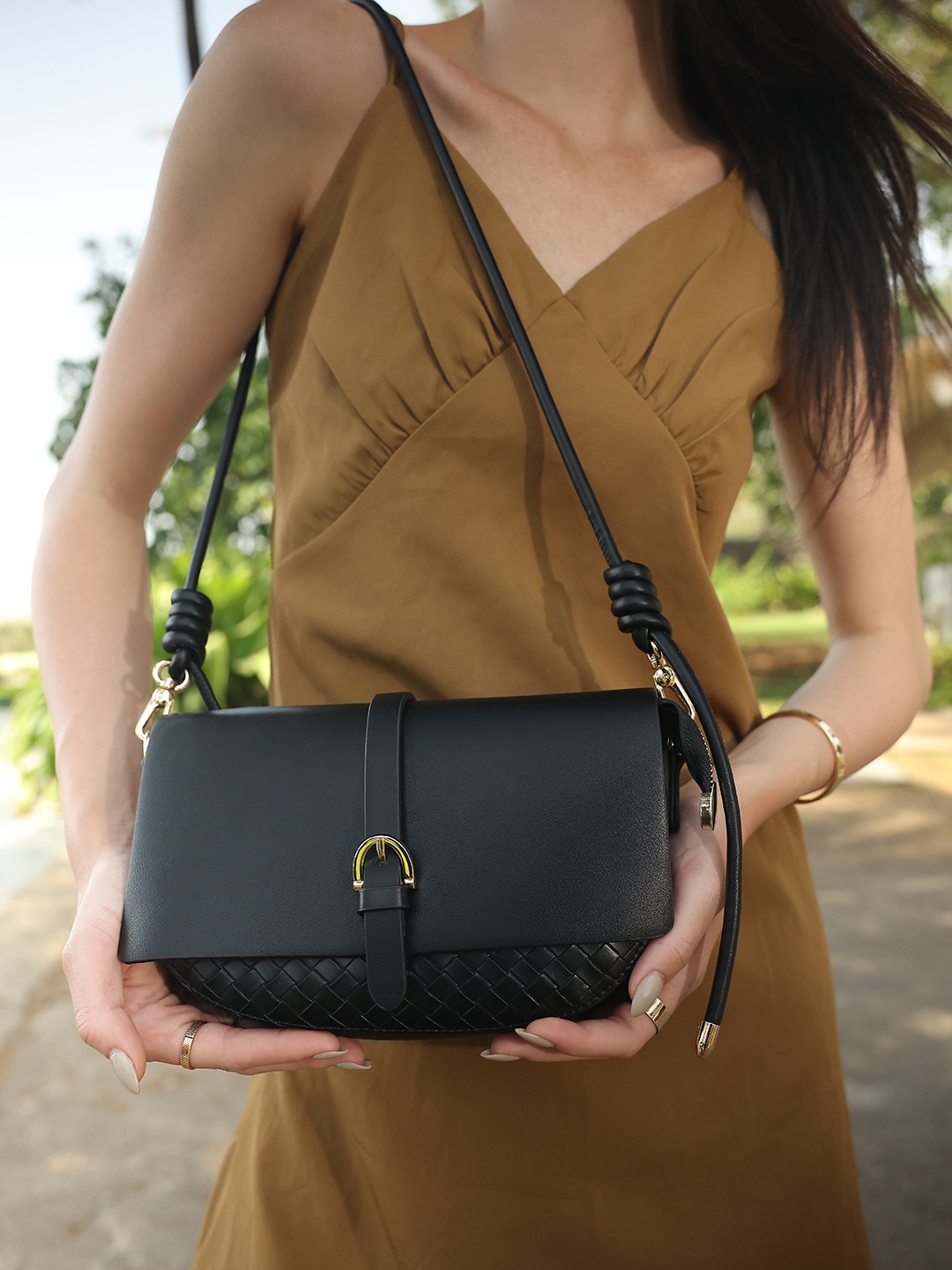 

Inc 5 Textured Structured Shoulder Bag, Black