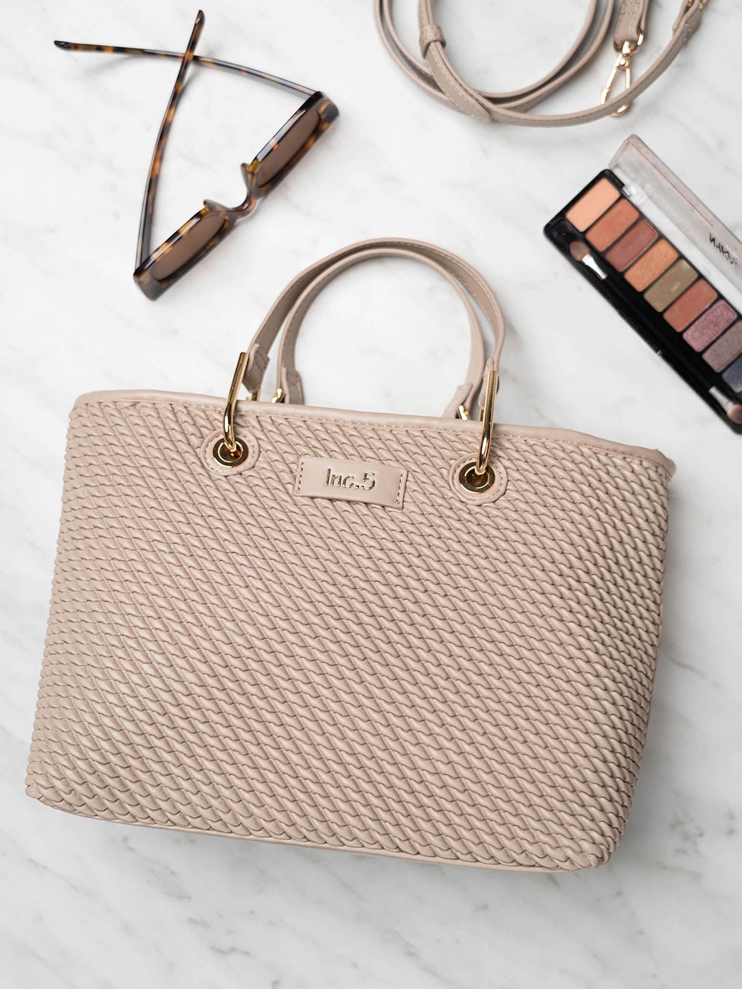 

Inc 5 Textured Oversized Structured Handheld Bag, Beige
