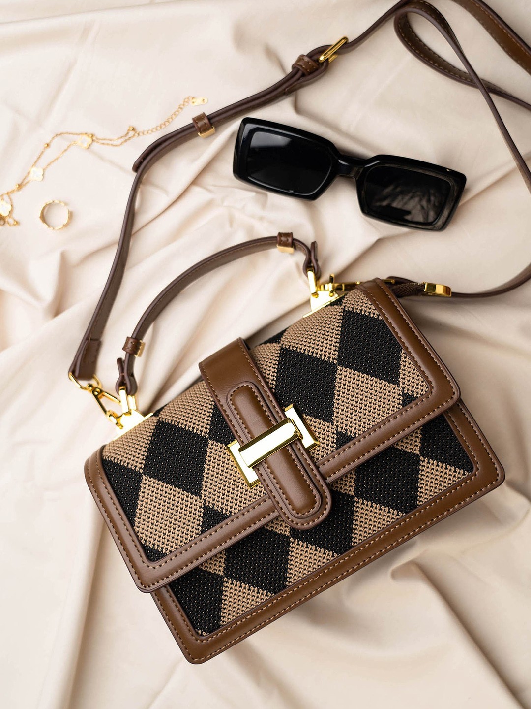 

Inc 5 Textured Zip Detail Bucket Sling Bag, Brown