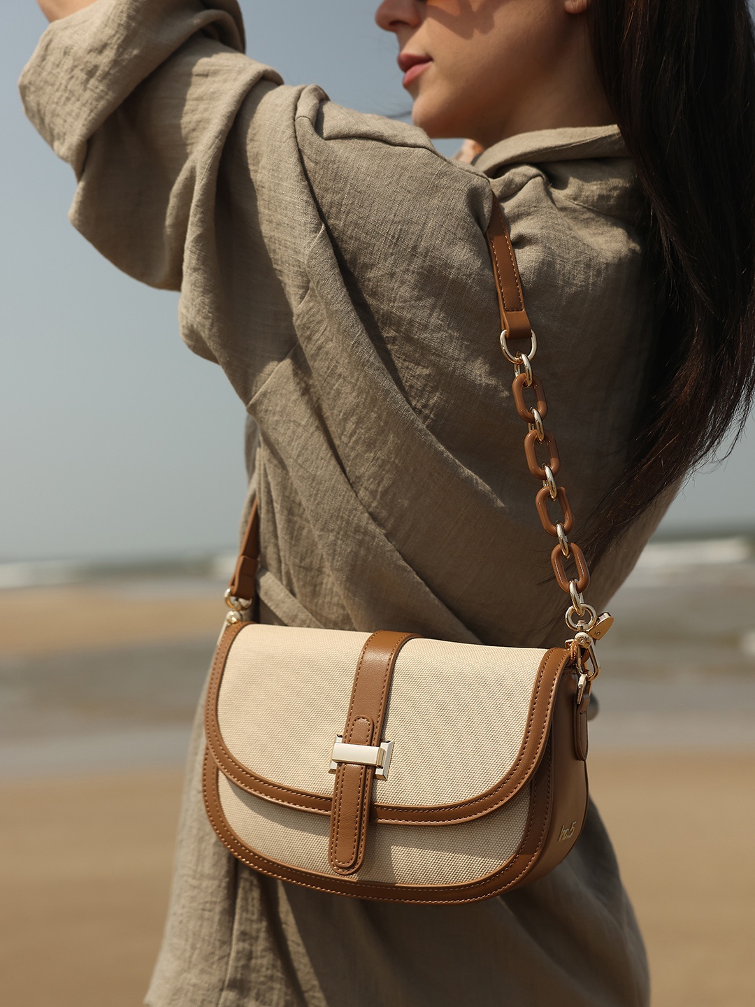 

Inc 5 Structured Shoulder Bag, Beige