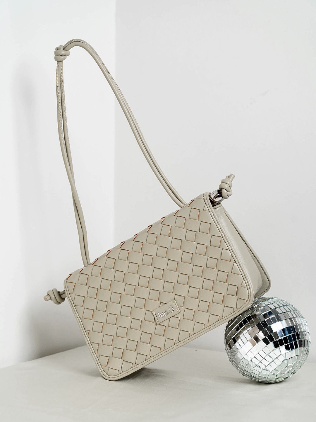 

Inc 5 Textured Structured Shoulder Bag, Beige