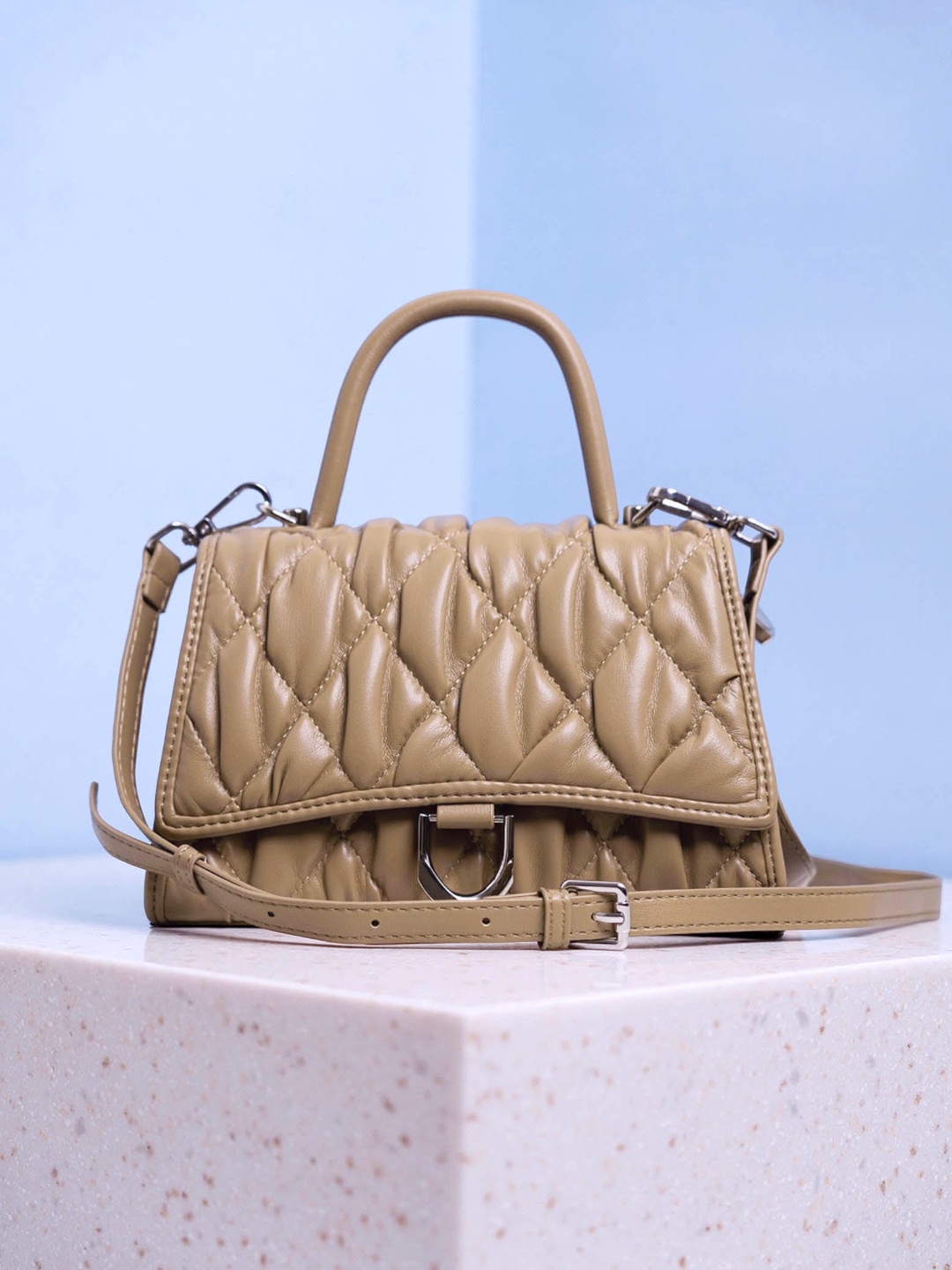 Inc 5 Textured Oversized Shopper Handheld Bag, Khaki