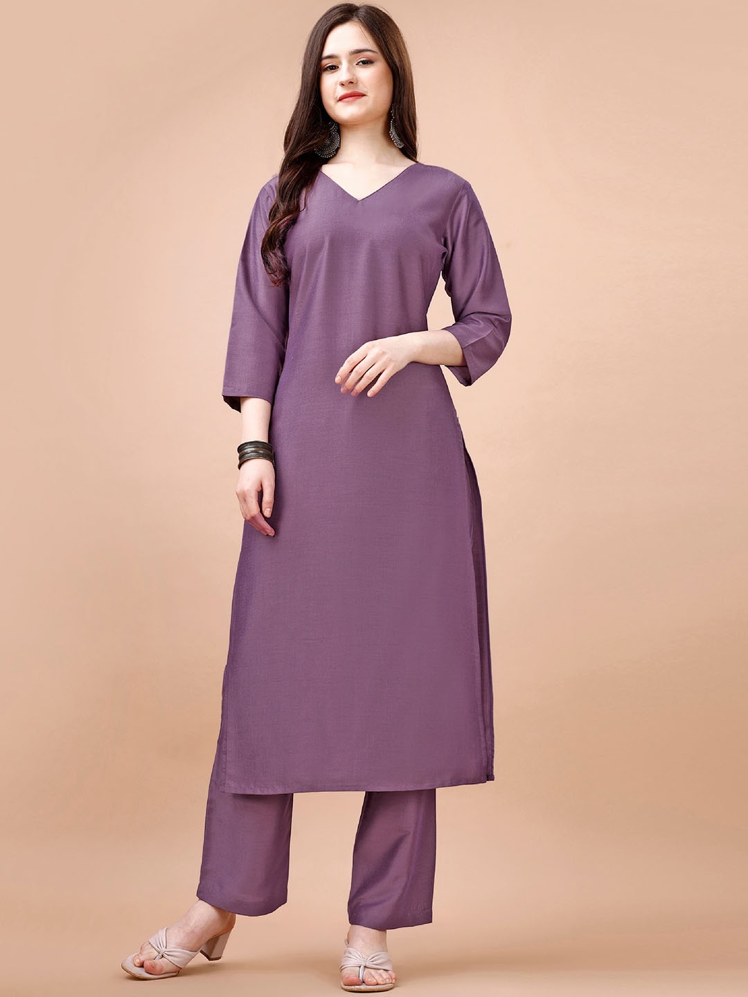 

MOJILAA Regular Kurta with Trouser, Lavender