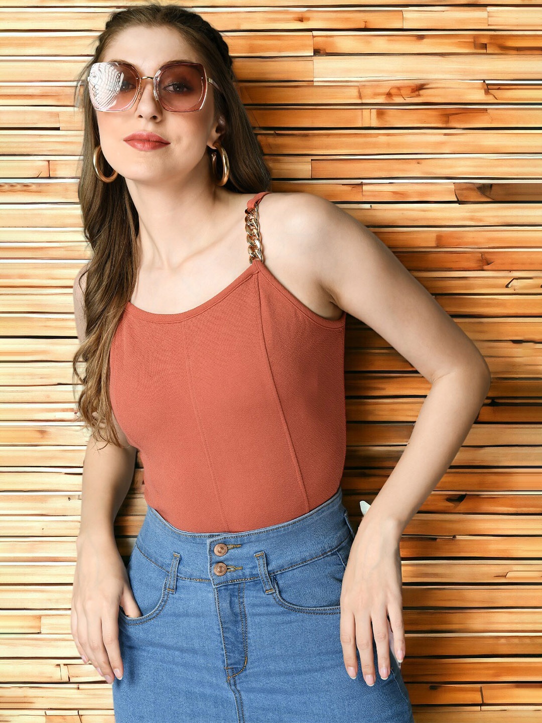

BAESD Shoulder Straps Casual Top, Peach