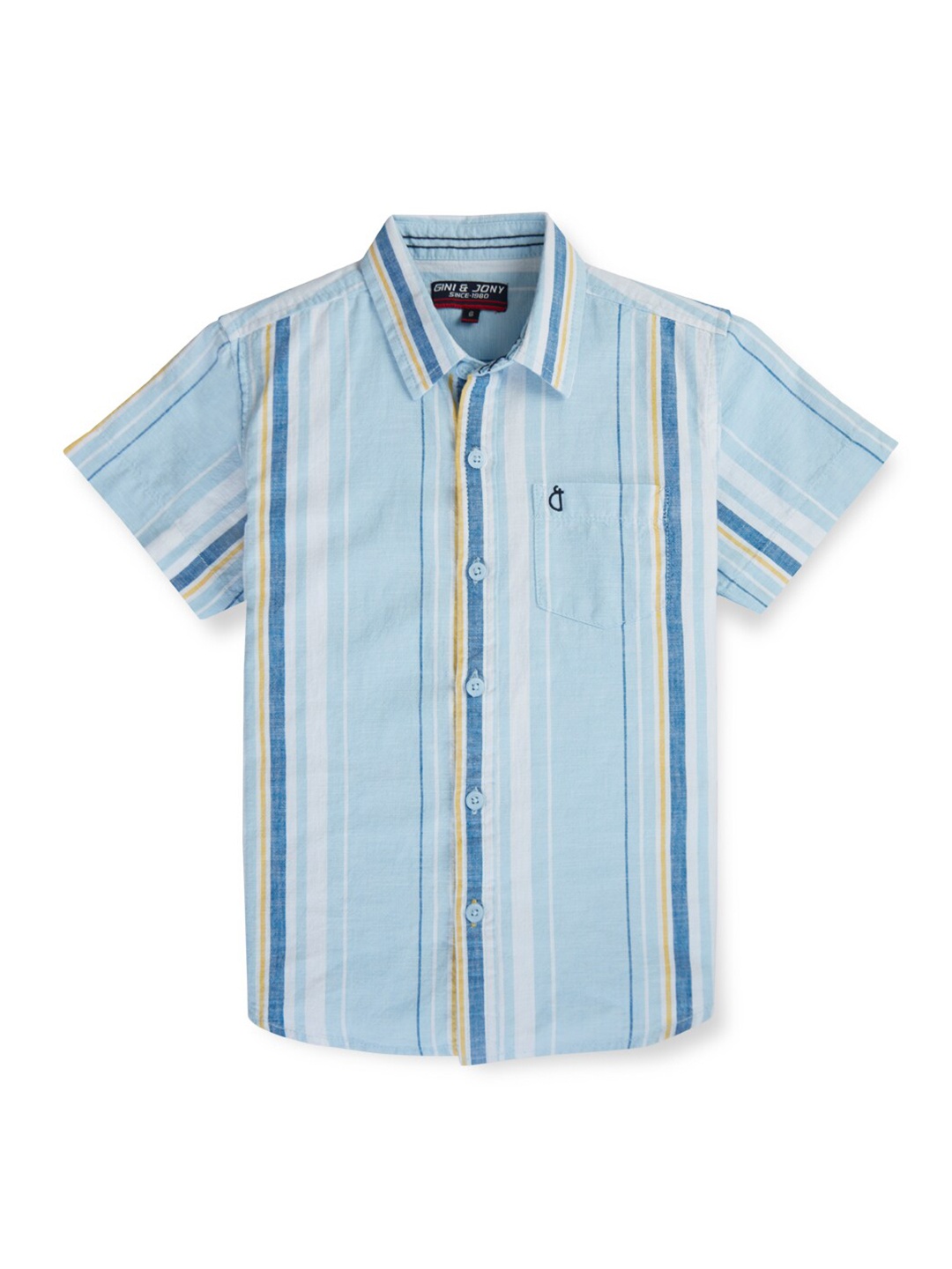 

Gini and Jony Boys Vertical Stripes Opaque Cotton Casual Shirt, Blue