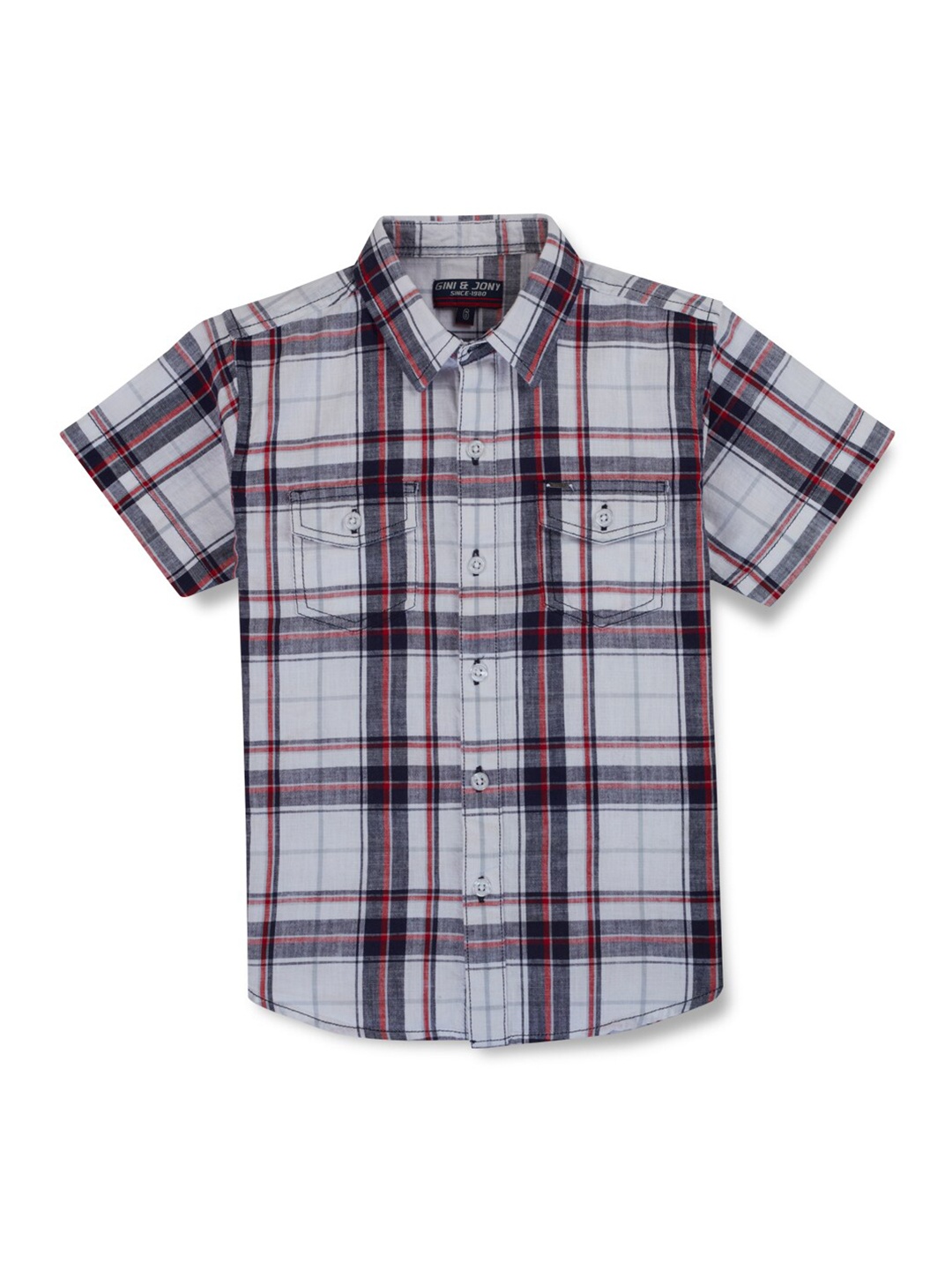 

Gini and Jony Boys Tartan Checks Opaque Cotton Casual Shirt, White