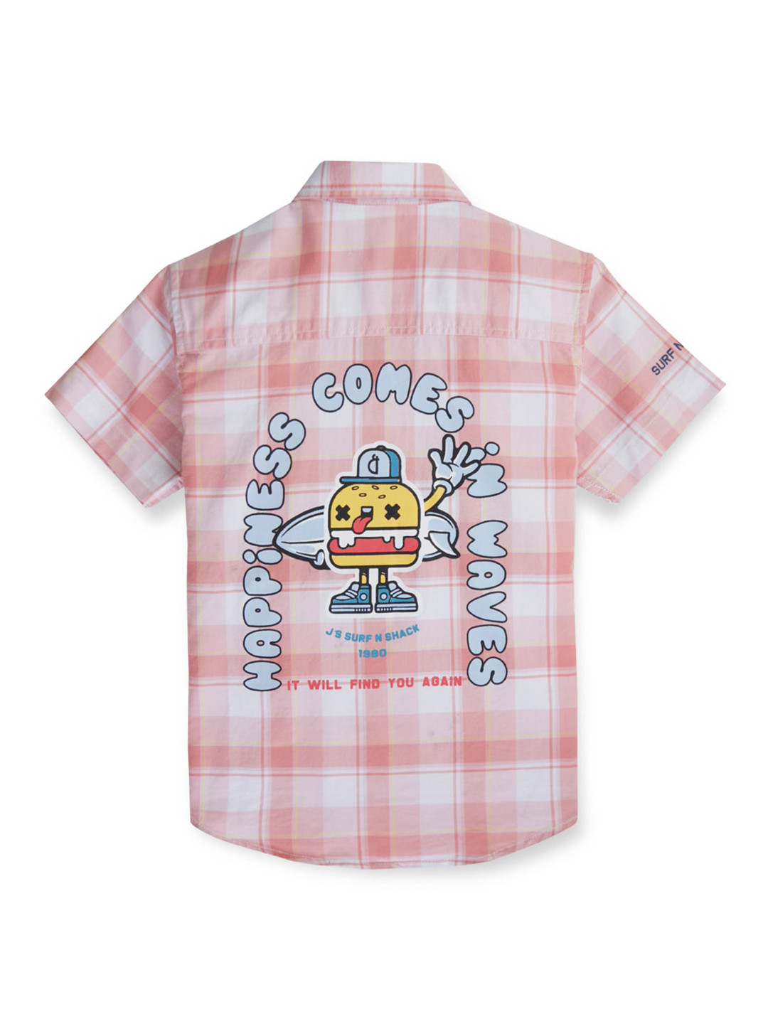 

Gini and Jony Boys Tartan Checks Short Sleeves Spread Collar Cotton Opaque Casual Shirt, Pink