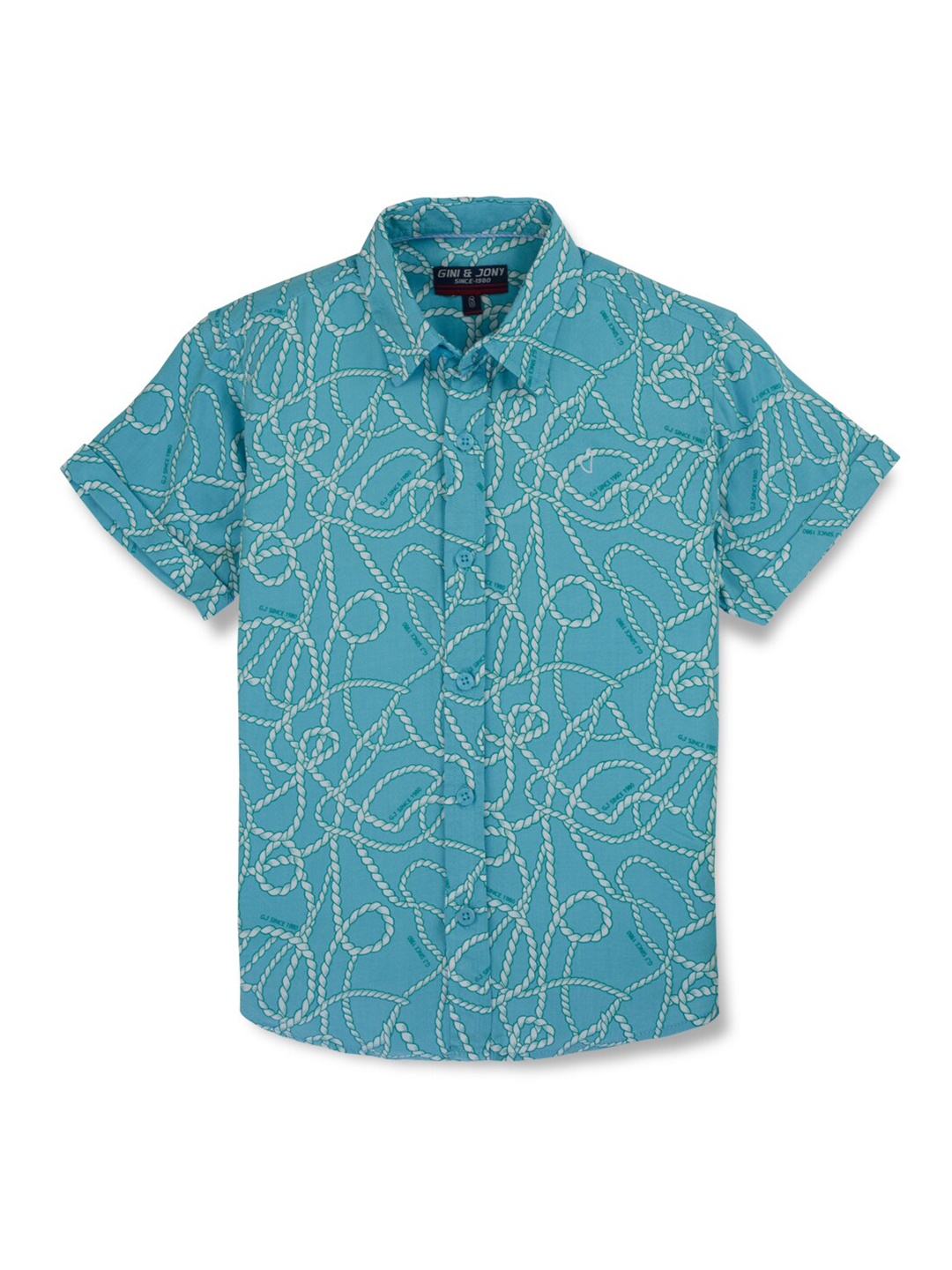 

Gini and Jony Boys Abstract printed Opaque Cotton Casual Shirt, Blue